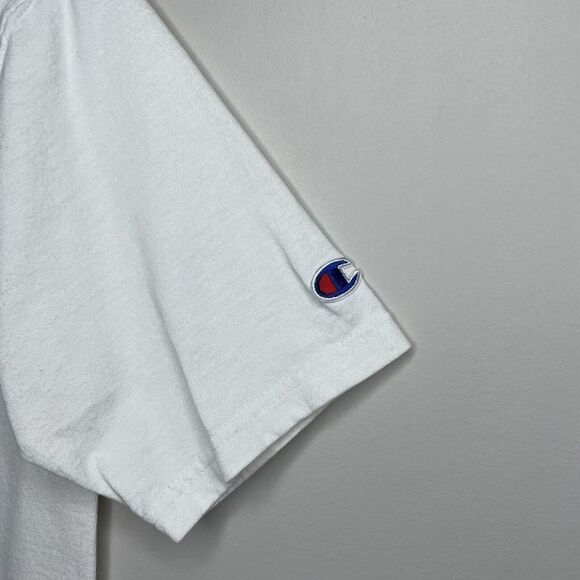 CHAMPION Mens White Big-C T-Shirt Small S Green Camouflage Logo - Picture 5 of 7